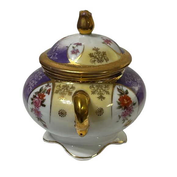 Vintage Victoria Austria Teapot & Sugar Dragon Serpent Floral Pattern Gold Trim - Picture 14 of 16